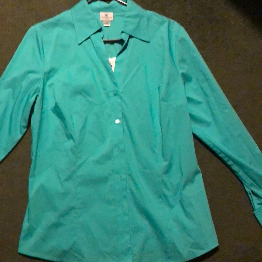 NEW Aqua dress shirt.  Just iron it! BUNDLE/OFFER!